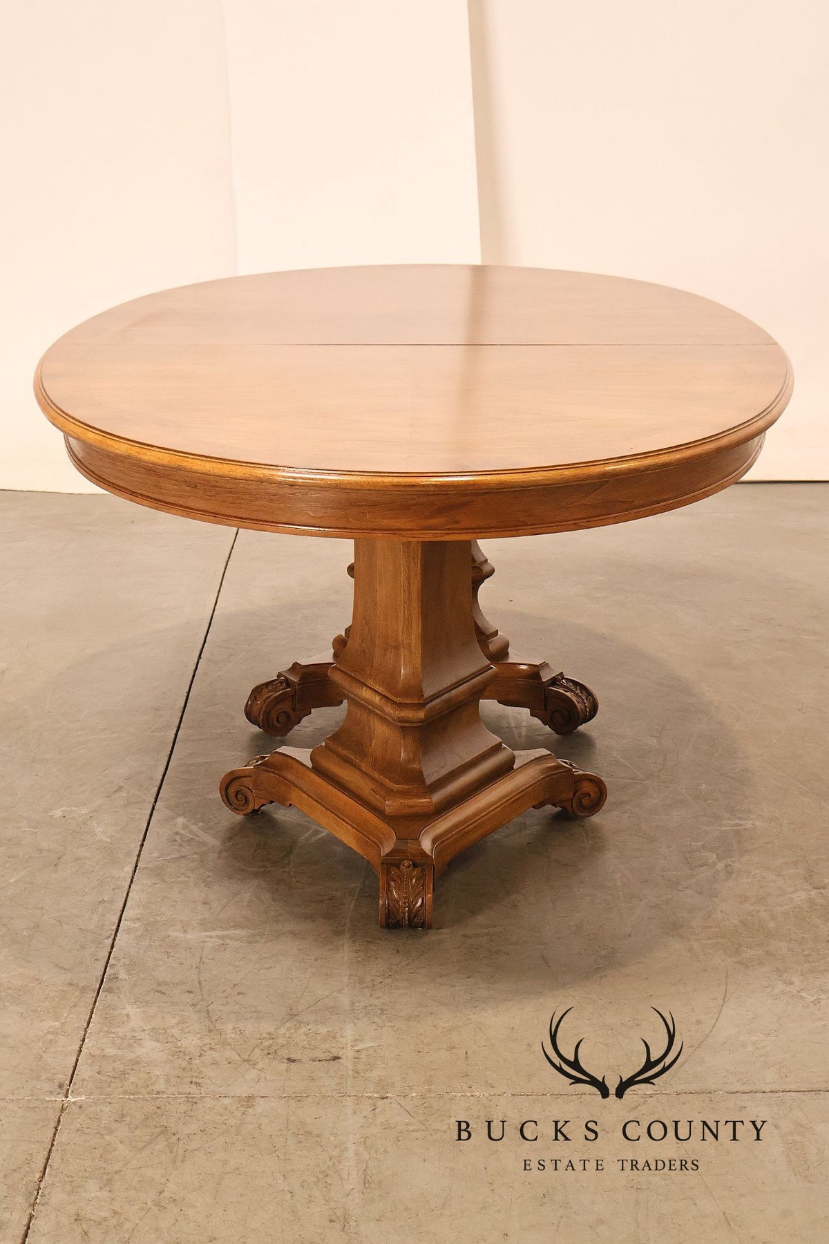Neoclassical Style Walnut Double Pedestal Dining Table