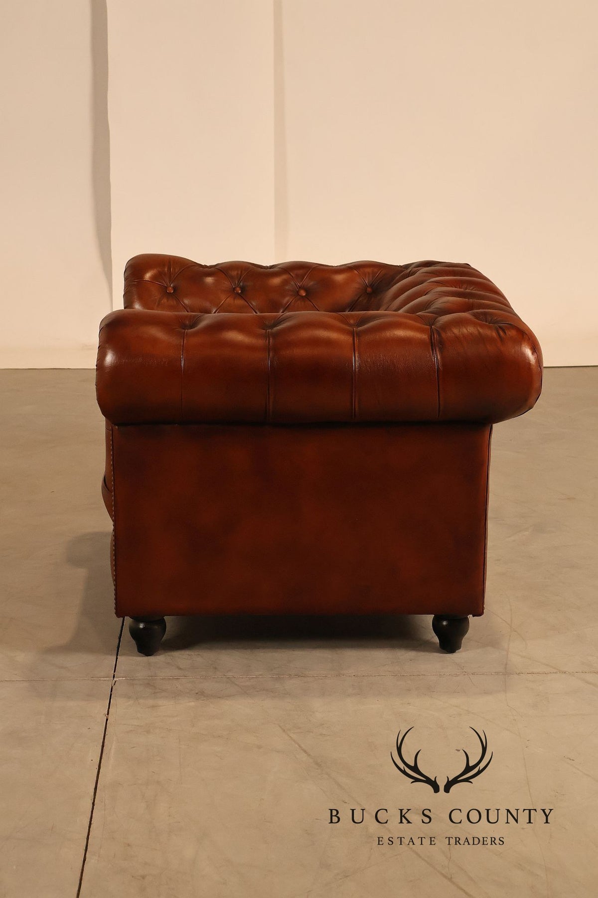 Chesterfield Style Tufted Brown Leather Club Chair