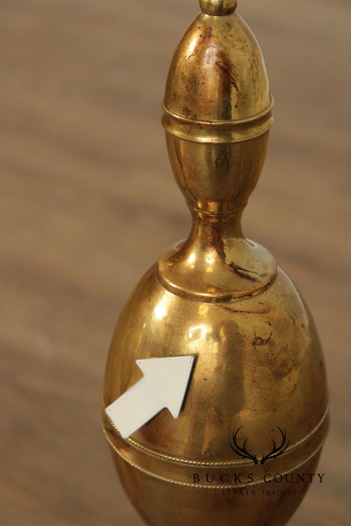 Vintage Federal Style Pair of Brass Andirons