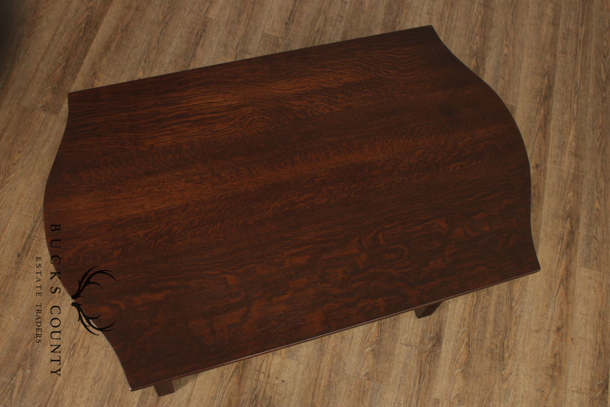Limbert Antique Arts & Crafts Oak Turtle Top Library Table Writing Desk