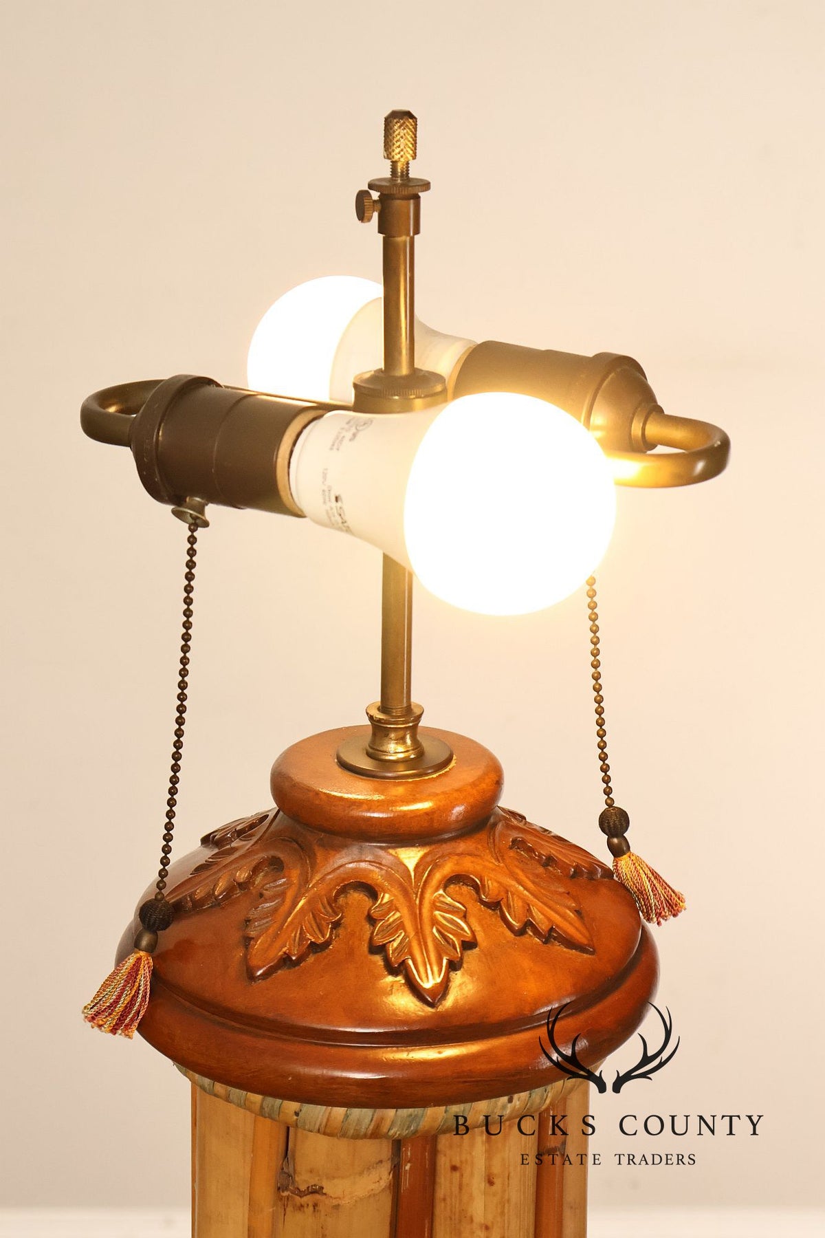 MacKenzie-Childs Rabbit Floor Lamp With Bamboo Column And Beaded Shade