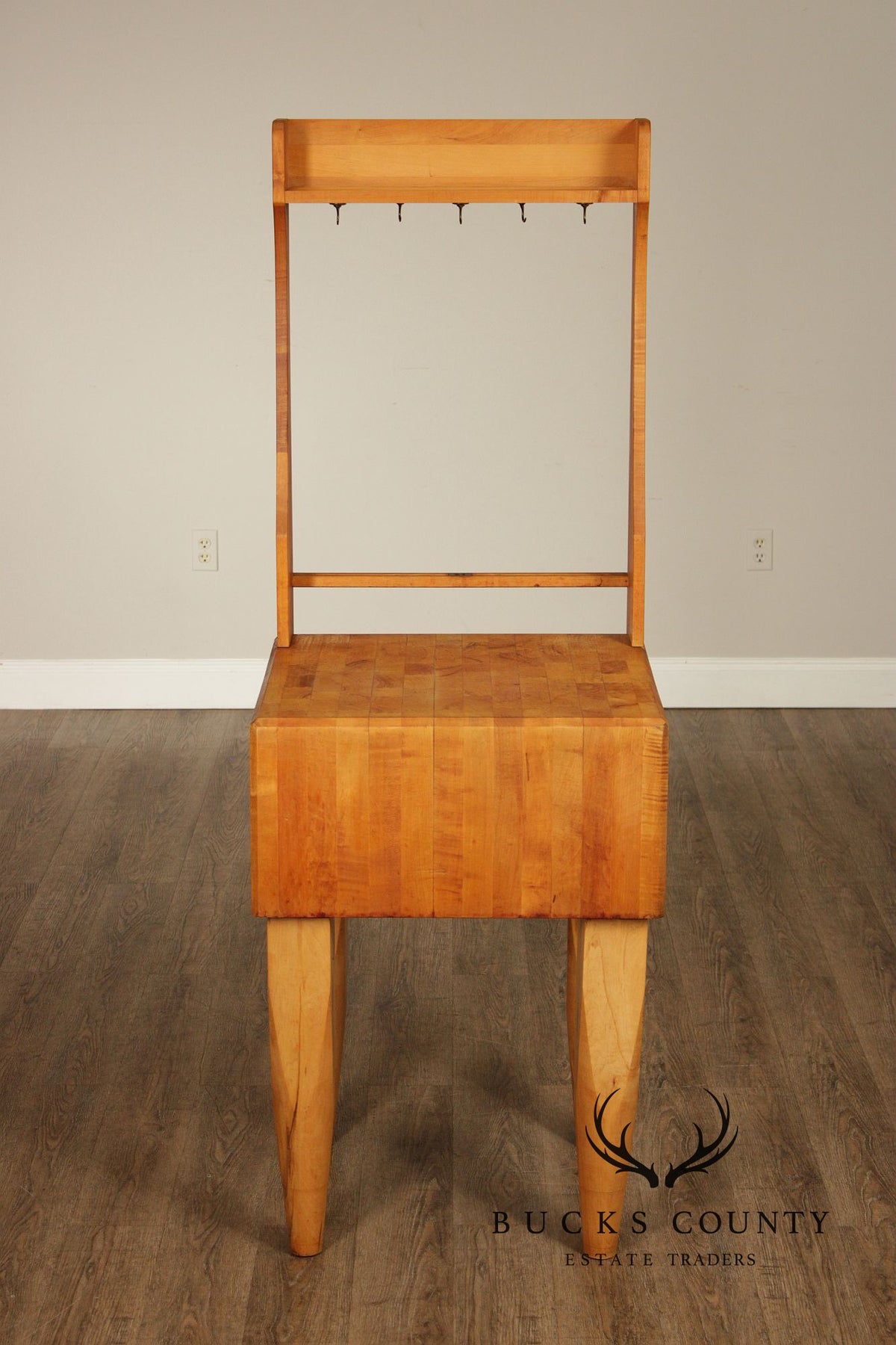 Bally Block Co. Solid Maple Butcher Block Work Table With Upper Rack