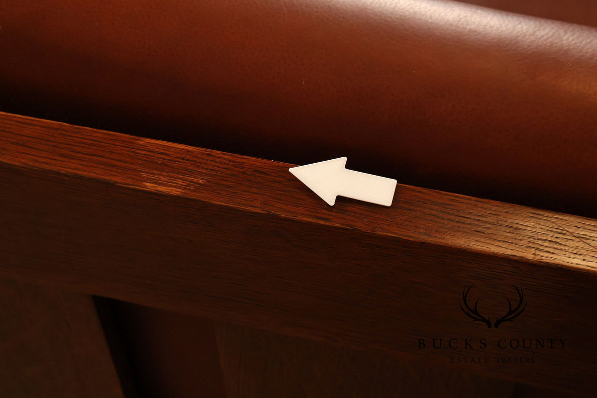Stickley Mission Collection Oak Settle With Leather Cushions