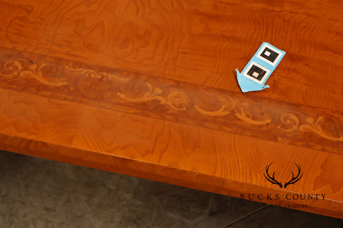 Ala Mobili Style Neoclassical Style Inlaid Double Pedestal Extension Dining Table