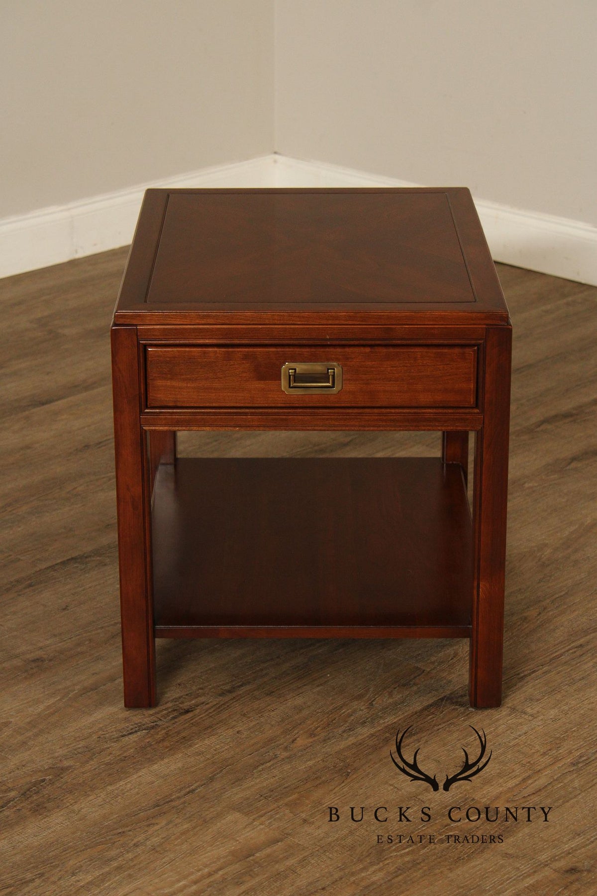 Ethan Allen Campaign Style Pair of End Tables