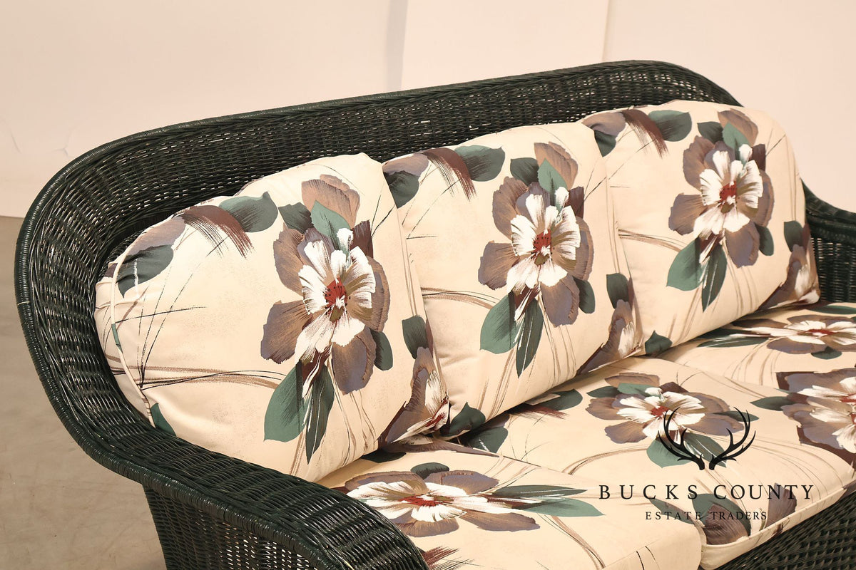 Henry Link Wicker Floral Upholstered Sofa