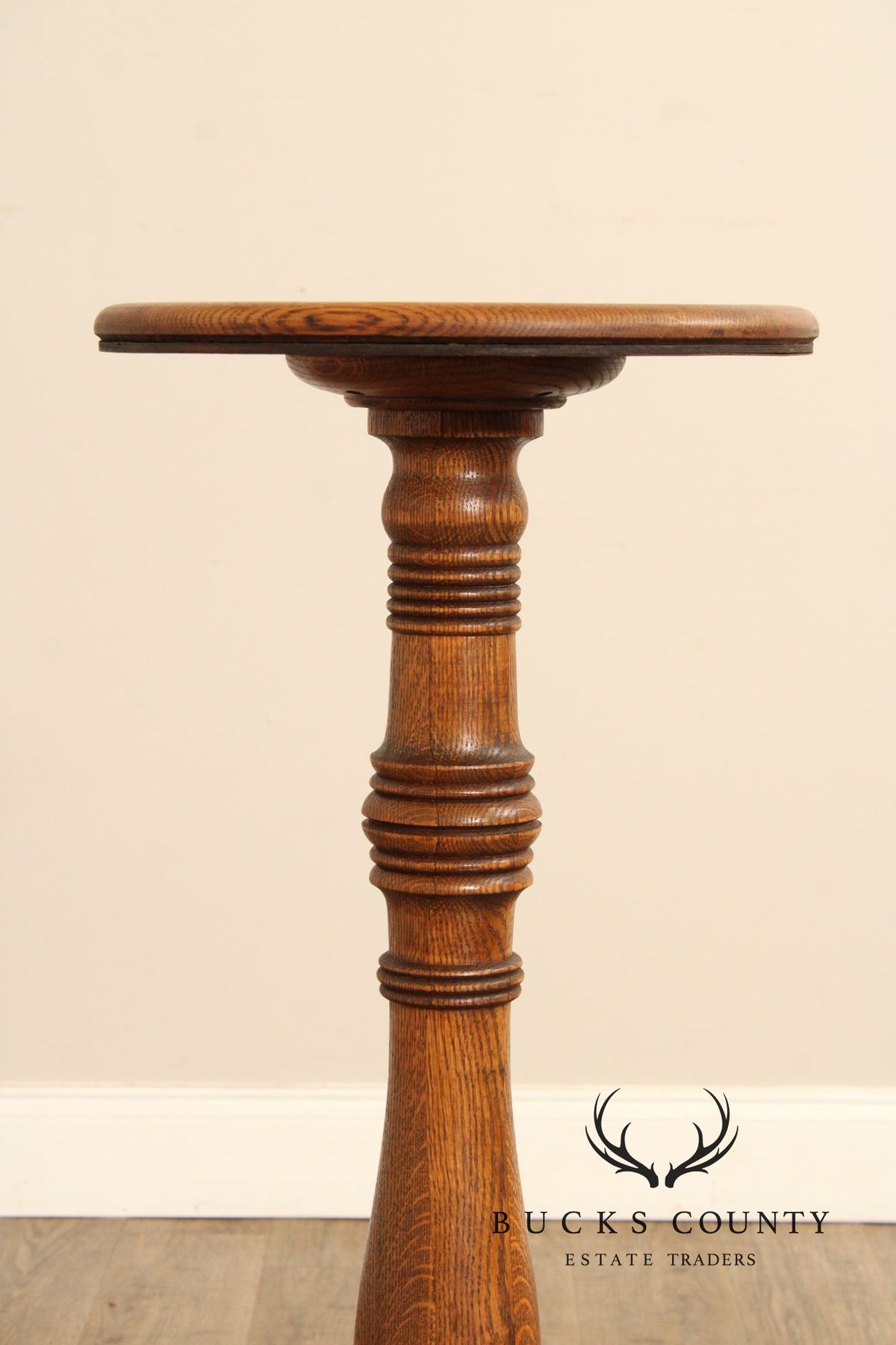Antique Turned Oak Pedestal Plant Stand