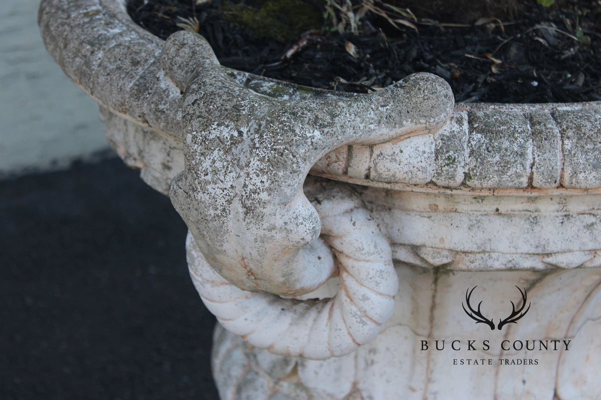 Classical Style Pair of Cast Stone Garden Urns