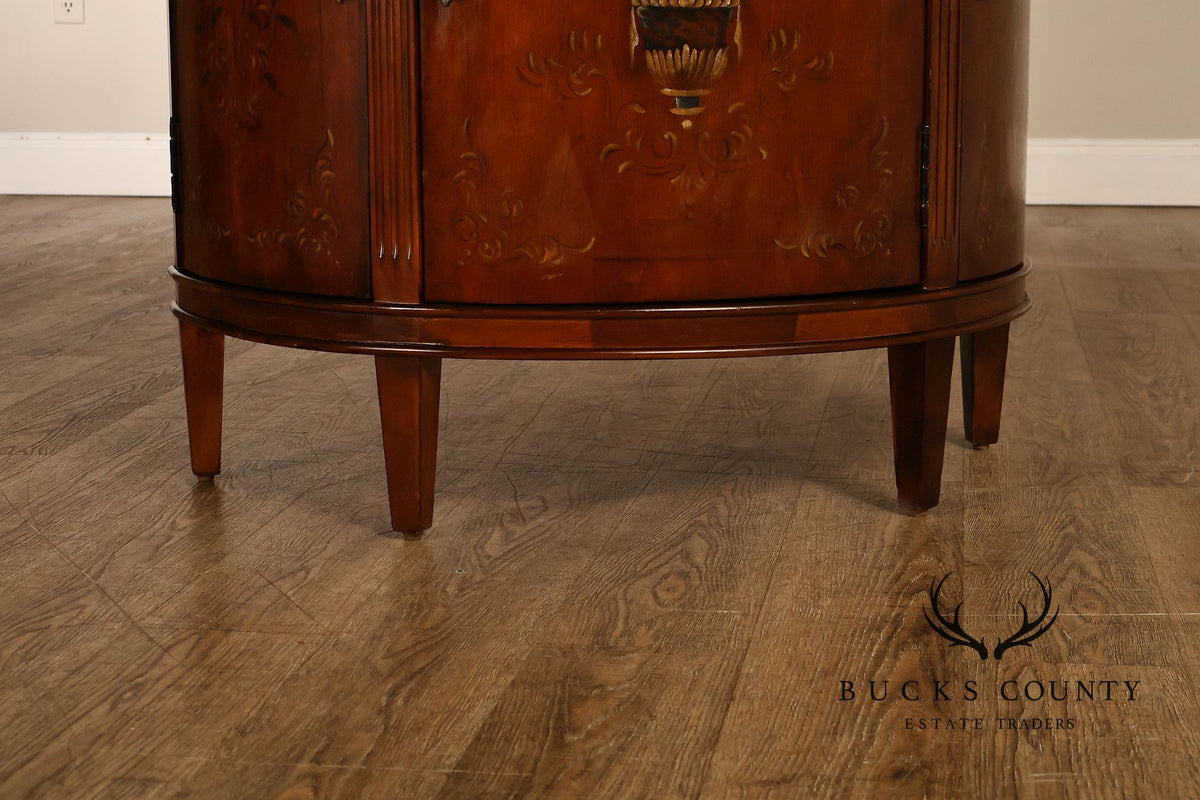 Ethan Allen Adam Style Pair of Painted Demilune Chests