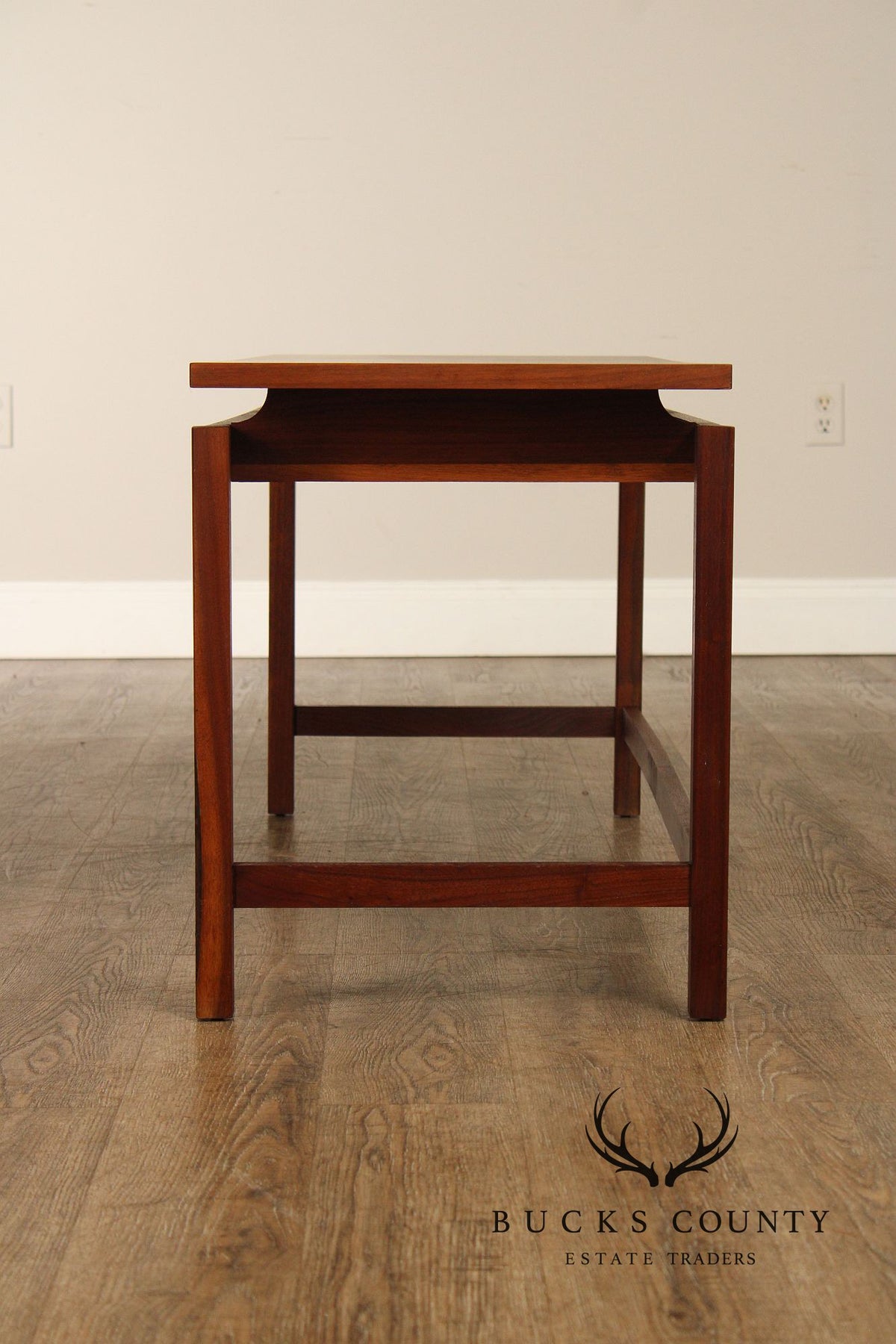 Jens Risom Style Mid Century Modern Walnut Console