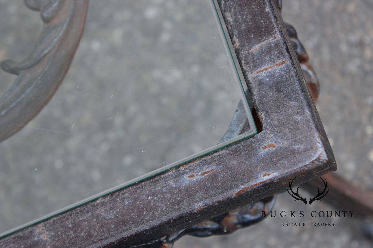 Victorian Style Glass Top Iron Coffee Table