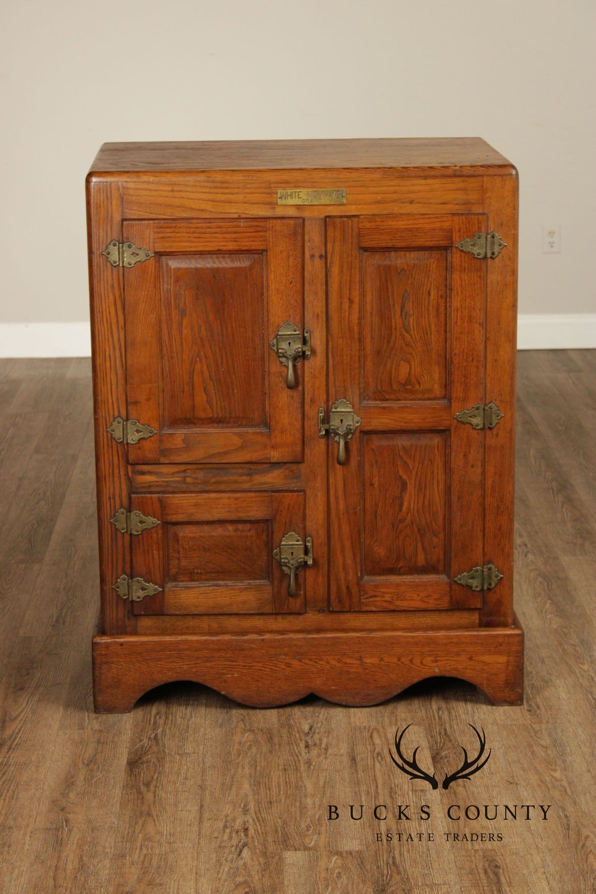 White Mountain Antique Oak Ice Box Refrigerator Cabinet