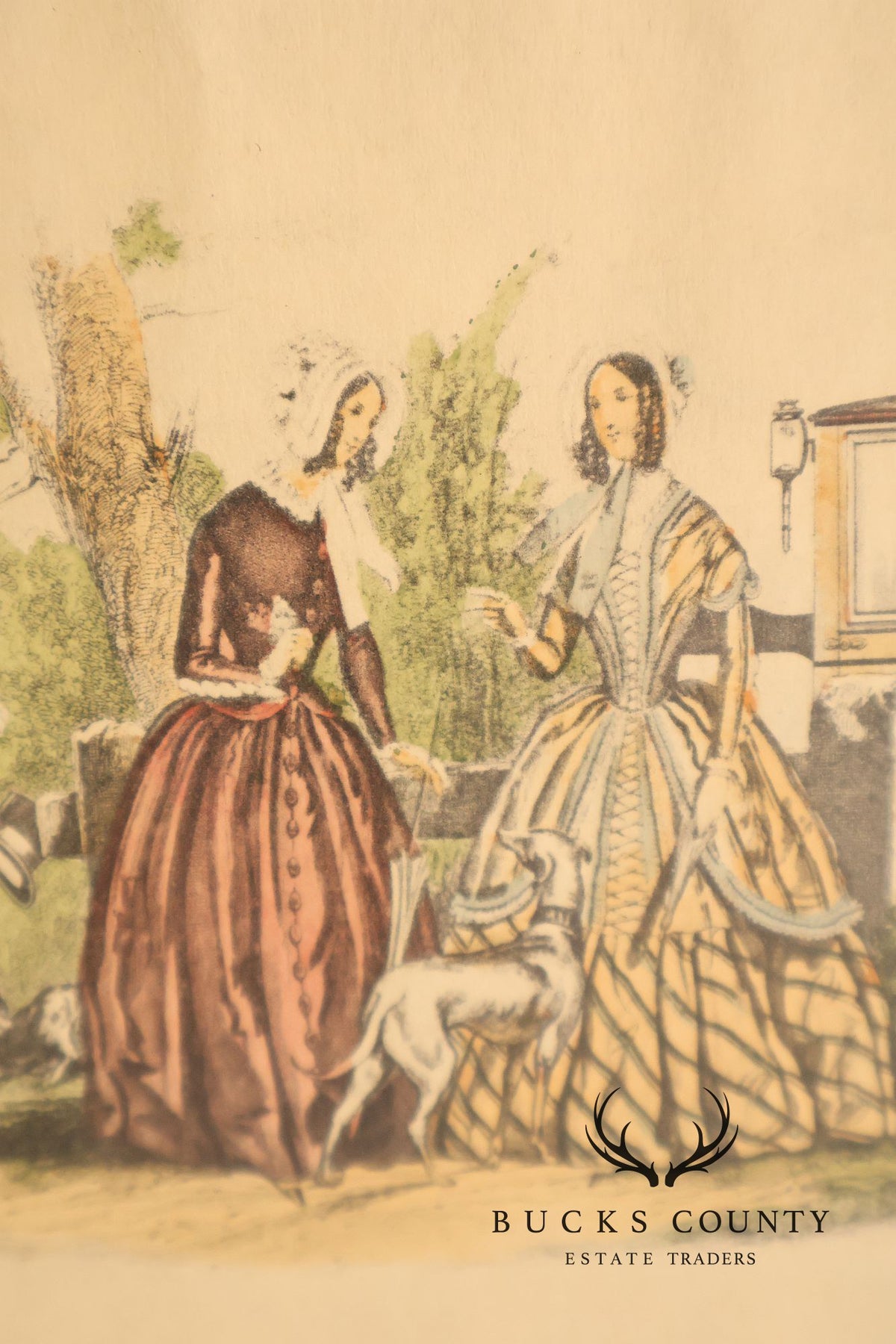 Antique Framed Print, 'Godey's Americanized Paris Fashions, 1847'