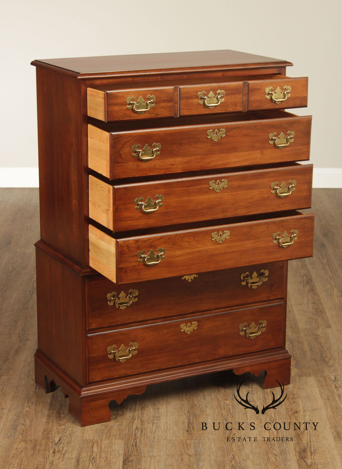 Pennsylvania House Chippendale Style Cherry Chest on Chest