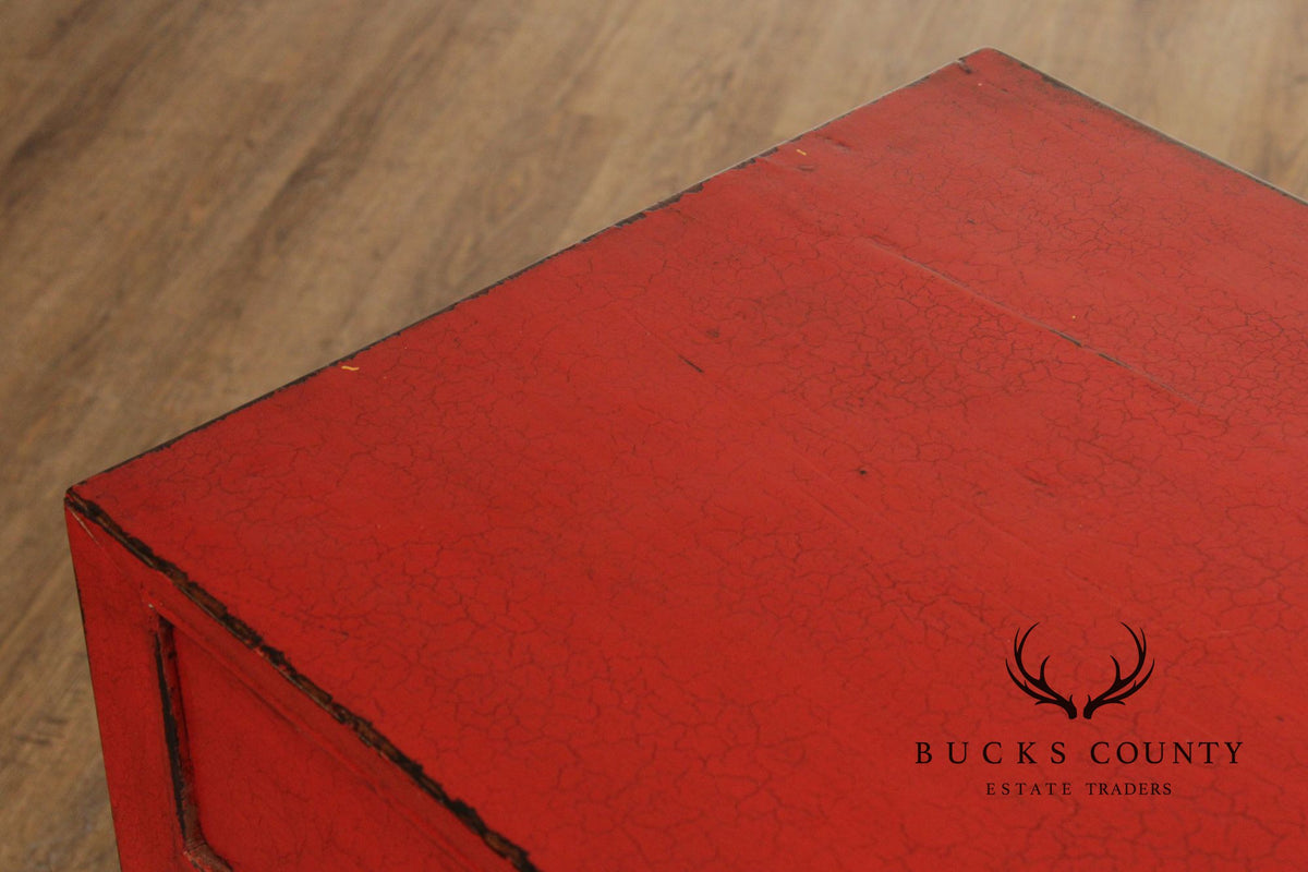 Asian Red Lacquered Console Table