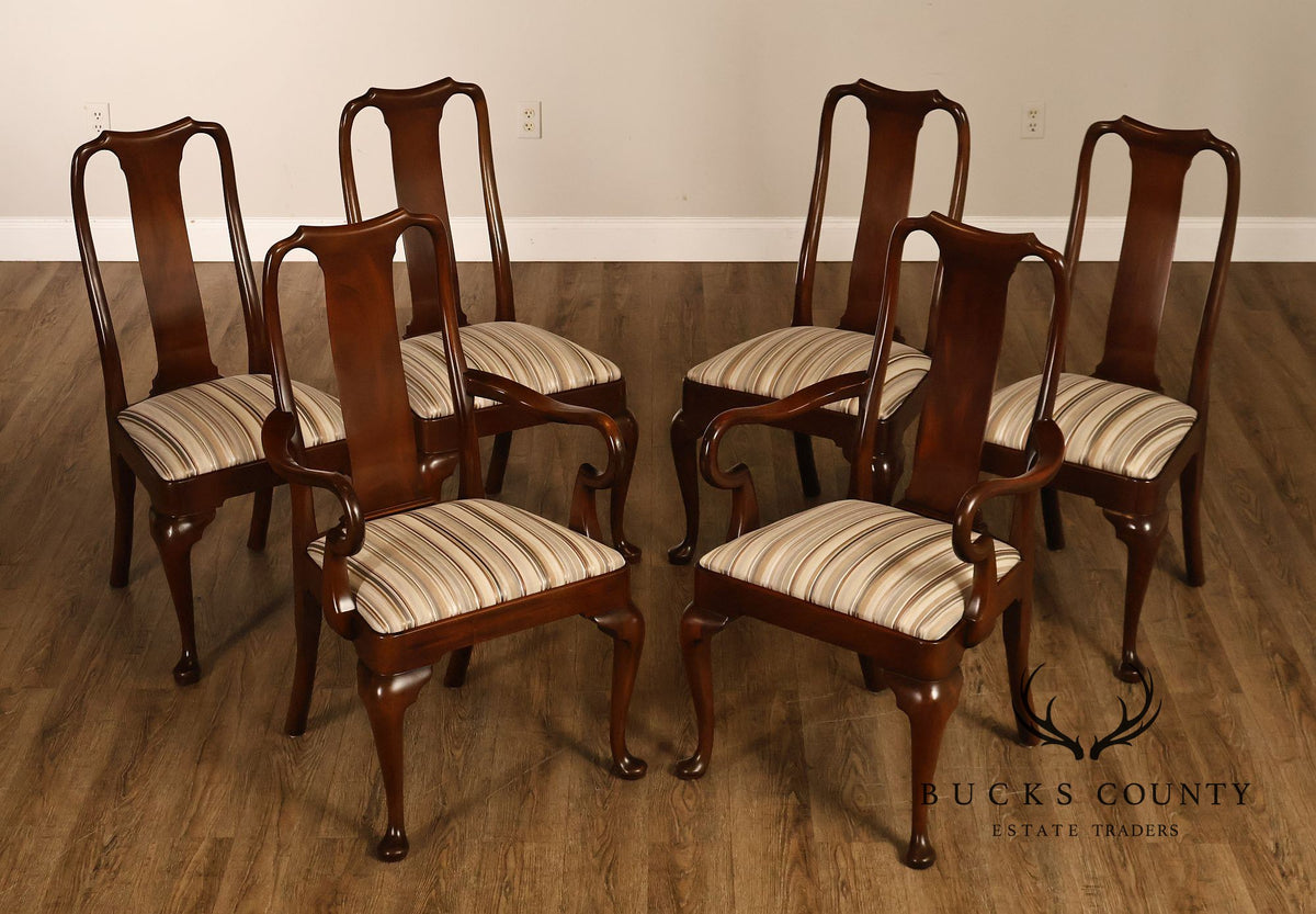 Kittinger Queen Anne Style Set of Six Mahogany Dining Chairs