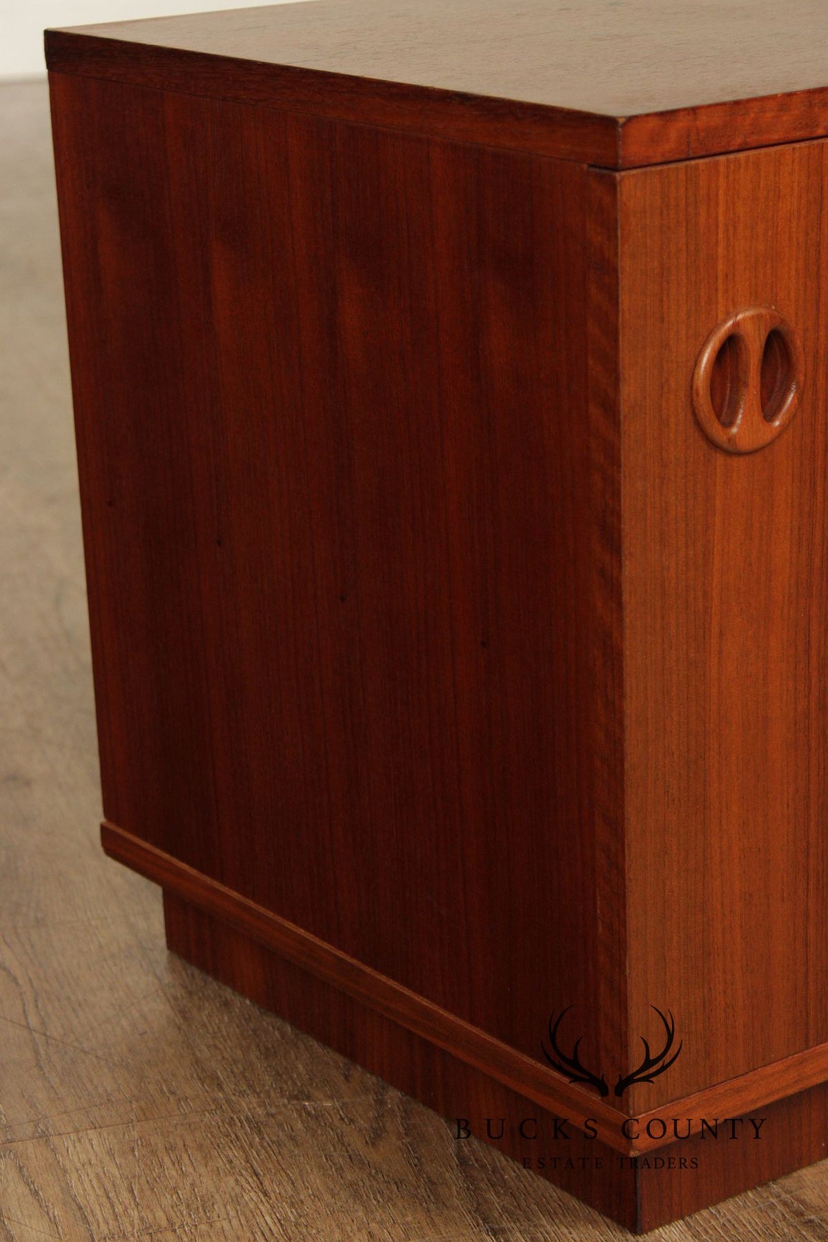 Pair Of Danish Modern Style Teak Single Door Nightstands
