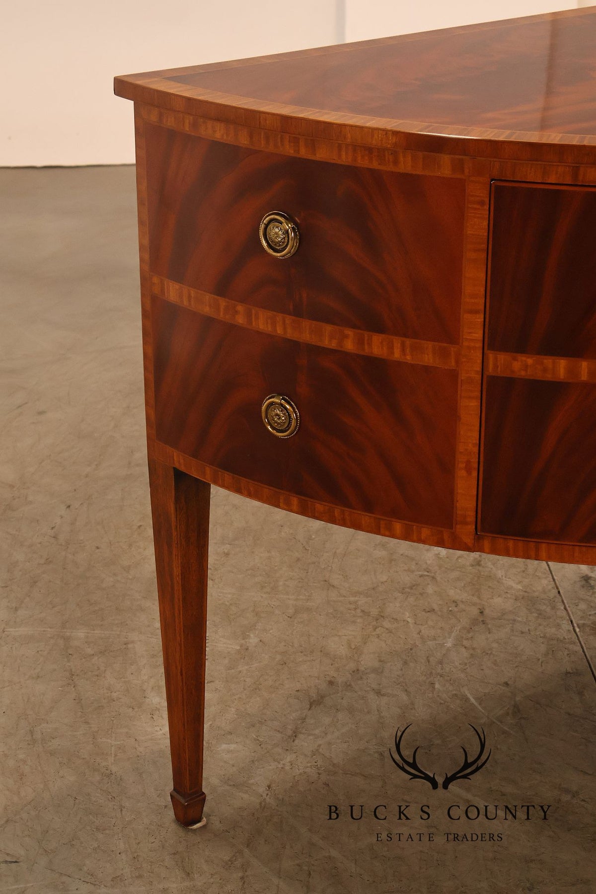 Maitland Smith Hepplewhite Style Deep Mahogany Demilune Sideboard
