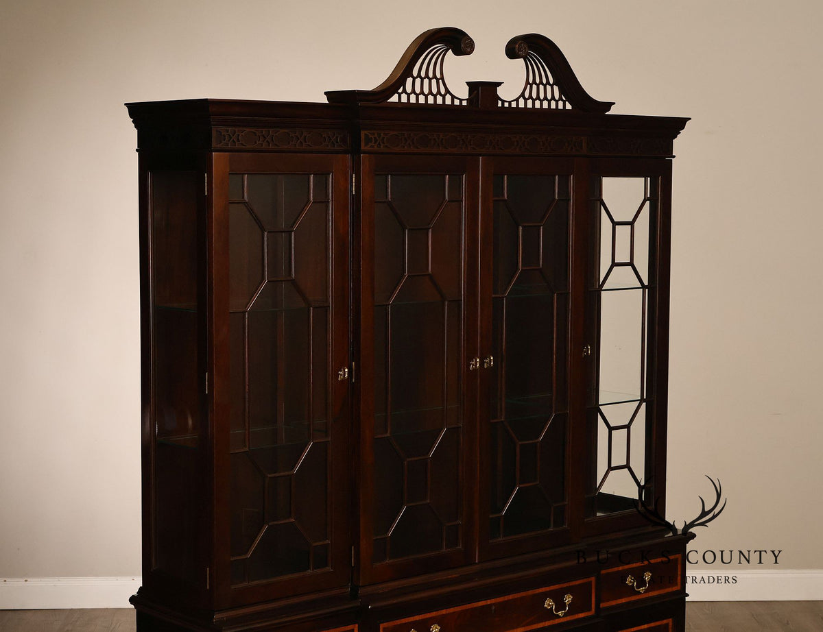 Stickley Georgian Style Mahogany Breakfront China Cabinet