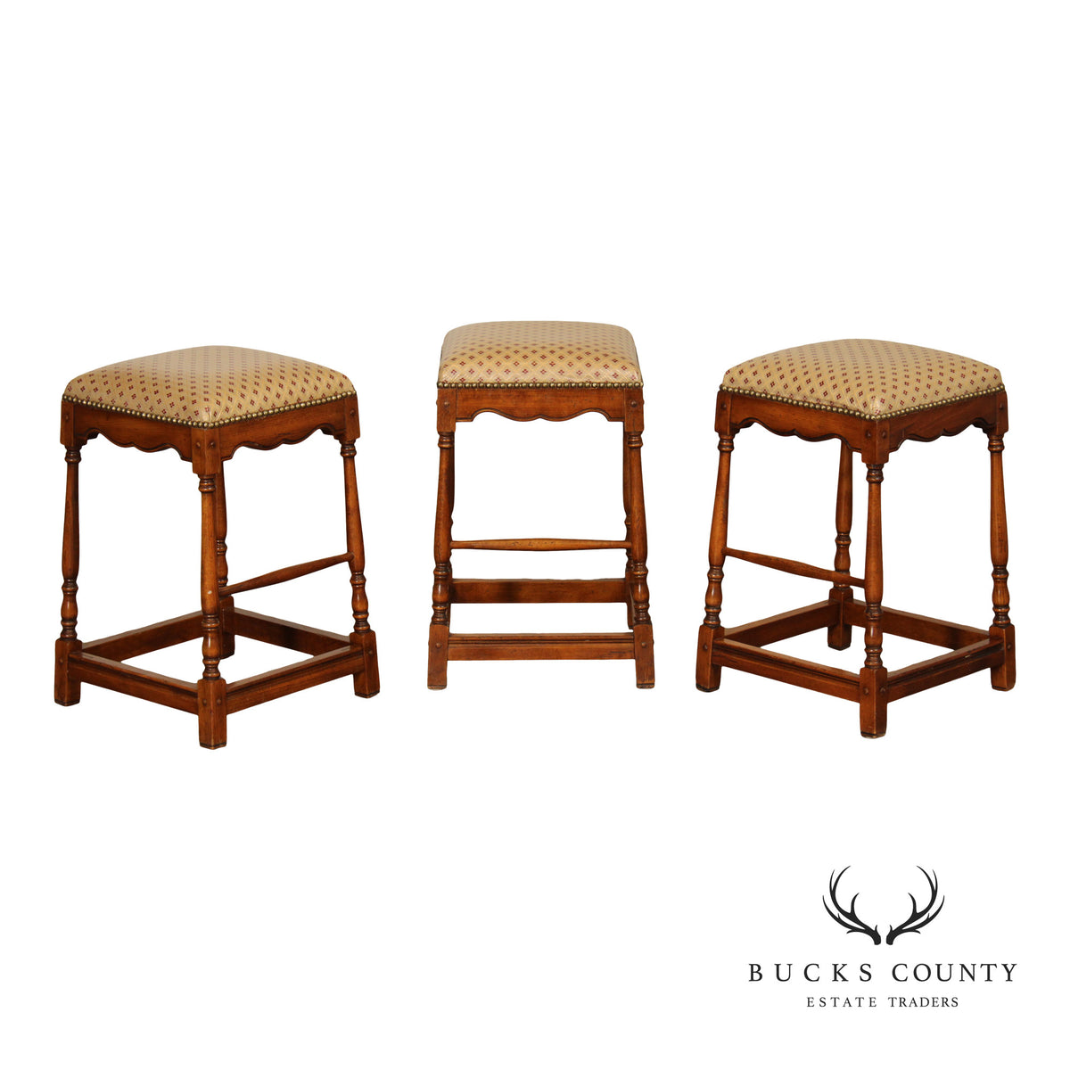 English Traditional Style Set of Three Counter Stools