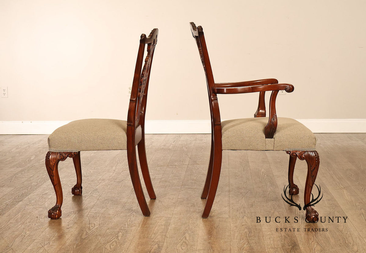 Chippendale Style Set of Eight Carved Mahogany Dining Chairs