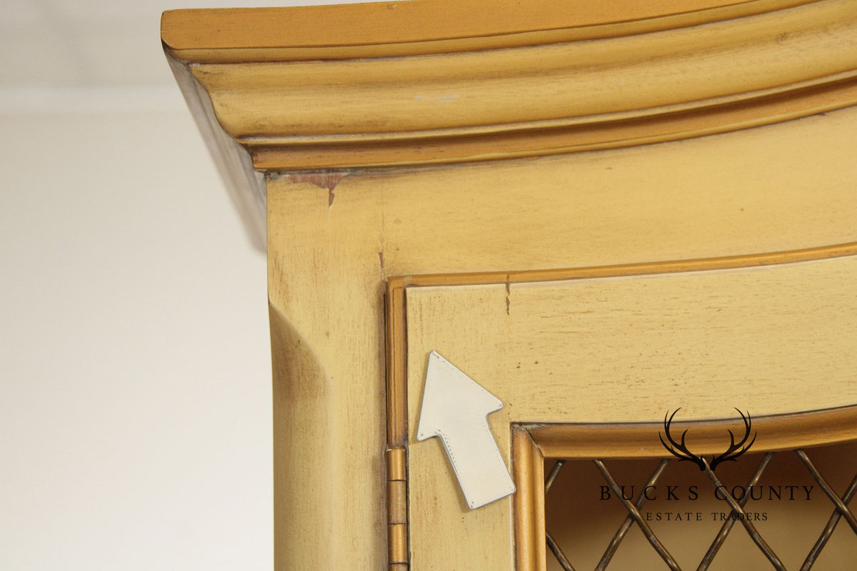 French Provincial Style Vintage Painted China Cabinet