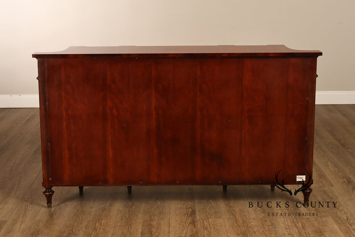 Theodore Alexander Replica Concave Mahogany And Burl Mahogany Sideboard Cabinet