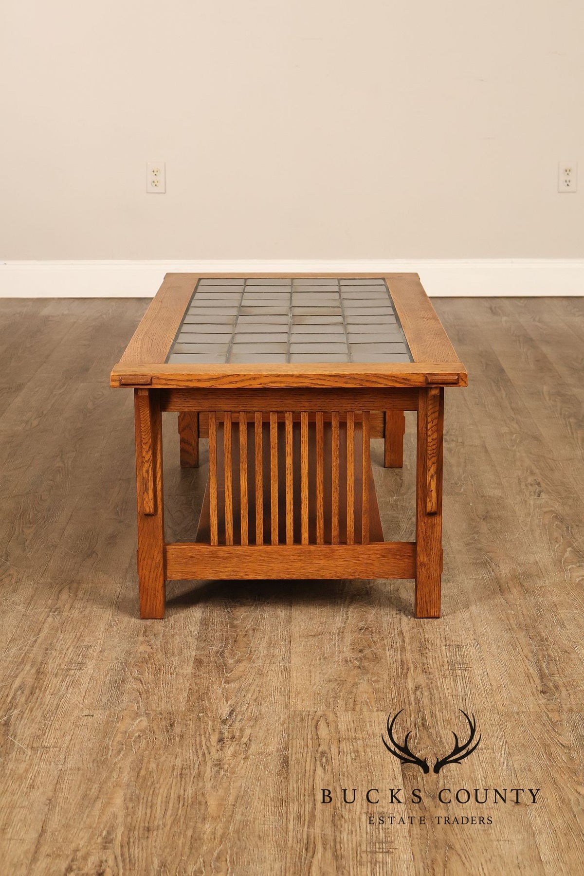 Stickley Mission Collection Oak Tile Top Coffee Table