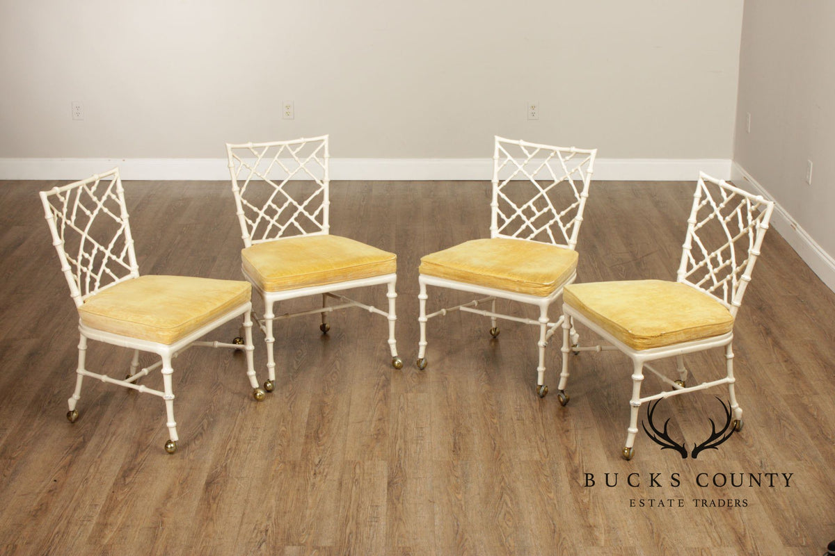 Kessler Industries Hollywood Regency Faux Bamboo Set of Four Painted Dining Chairs