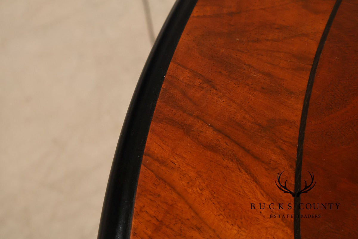 Traditional Round Mahogany Dining Table With Leaf And Banded Top