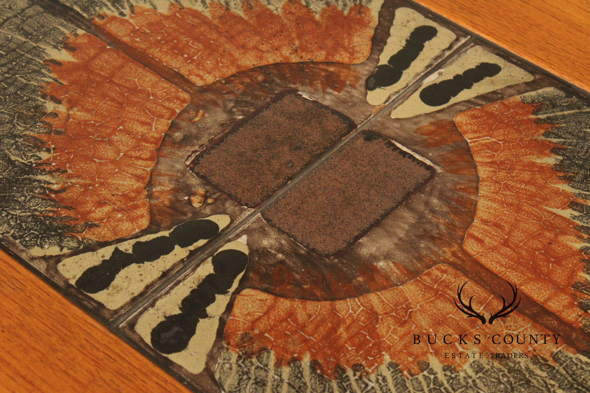Gangsø Mobler Danish Modern Tile Inset Teak Drop Leaf Dining Table
