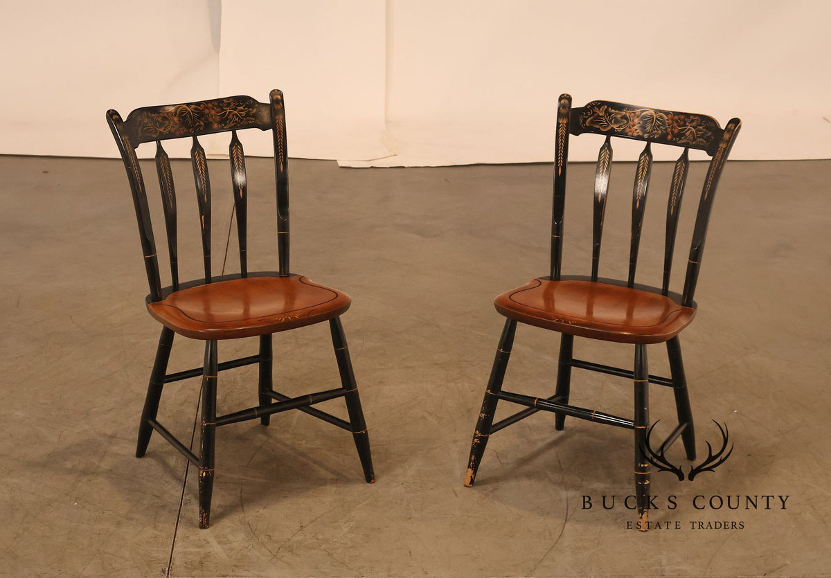 L. Hitchcock Pair of Paint Decorated Side Chairs