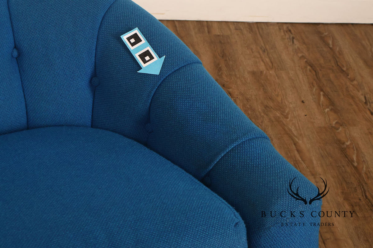 Schnadig Mid Century Modern  Blue Upholstered Swivel Lounge Chair