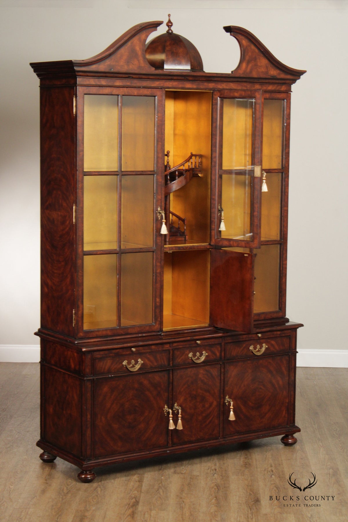 Althorp Living History Architectural Mahogany Display Cabinet With Interior Spiral Staircase