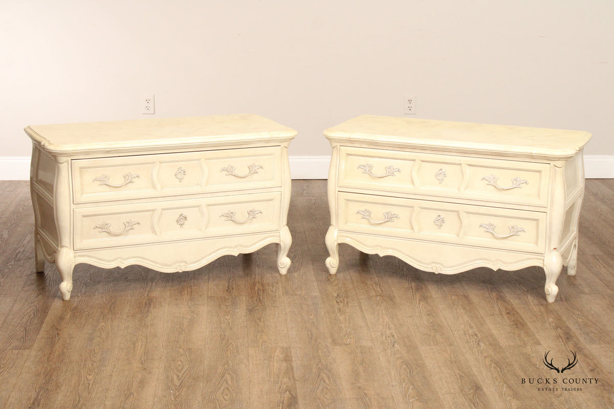 Union National French Provincial Style Pair of Painted Commodes
