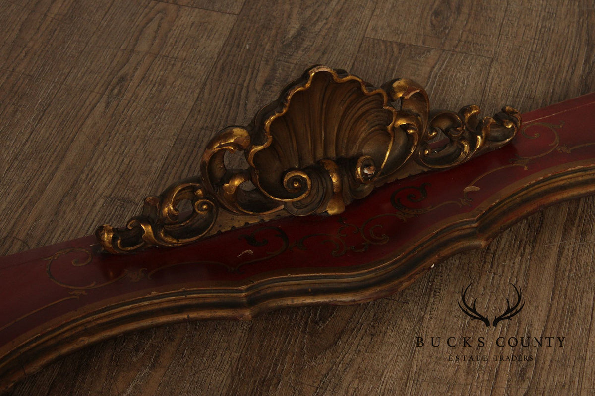 Italian Rococo Style Long Marble Top Console Table