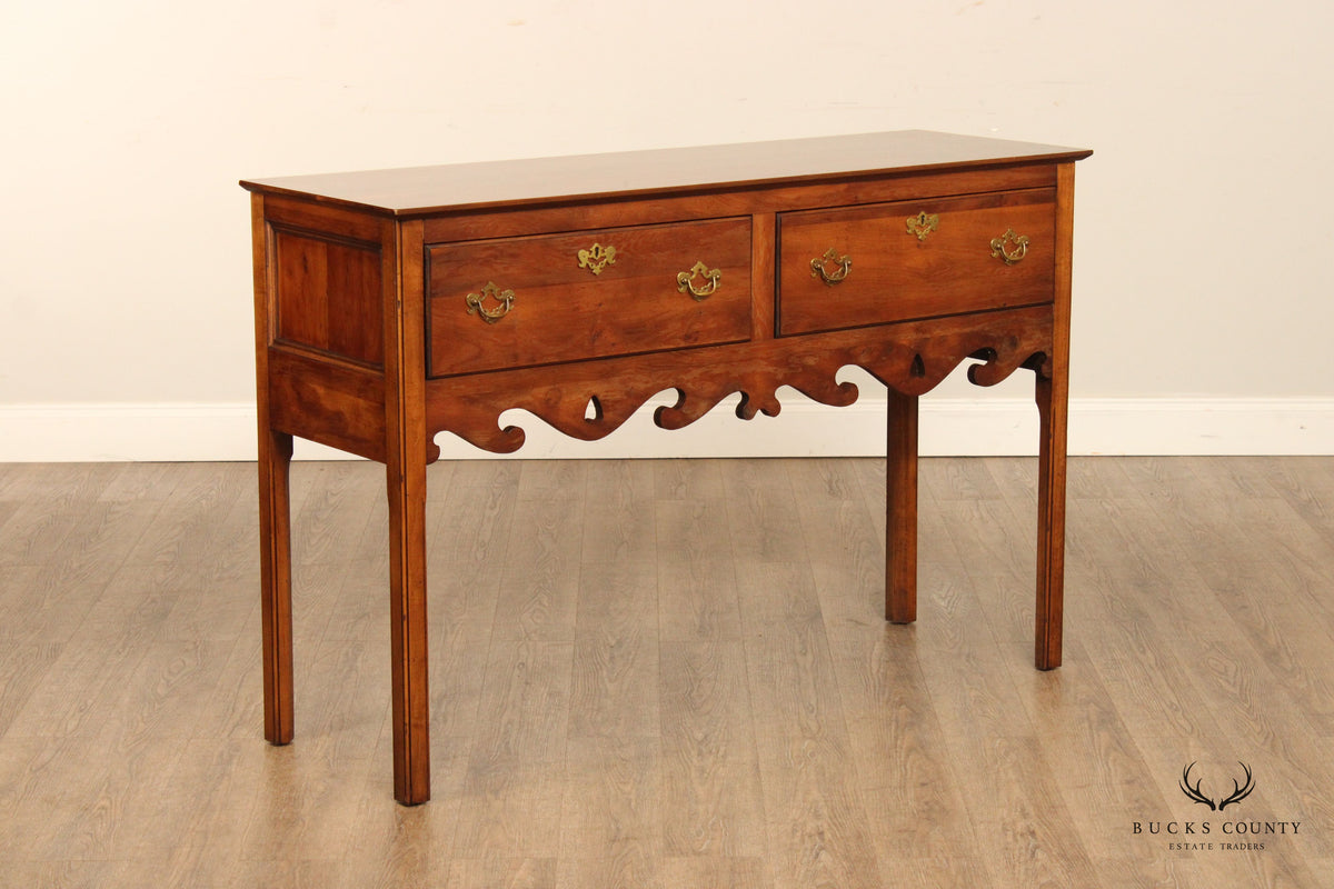 English Yew Wood George III Style Two-Drawer Sideboard Server