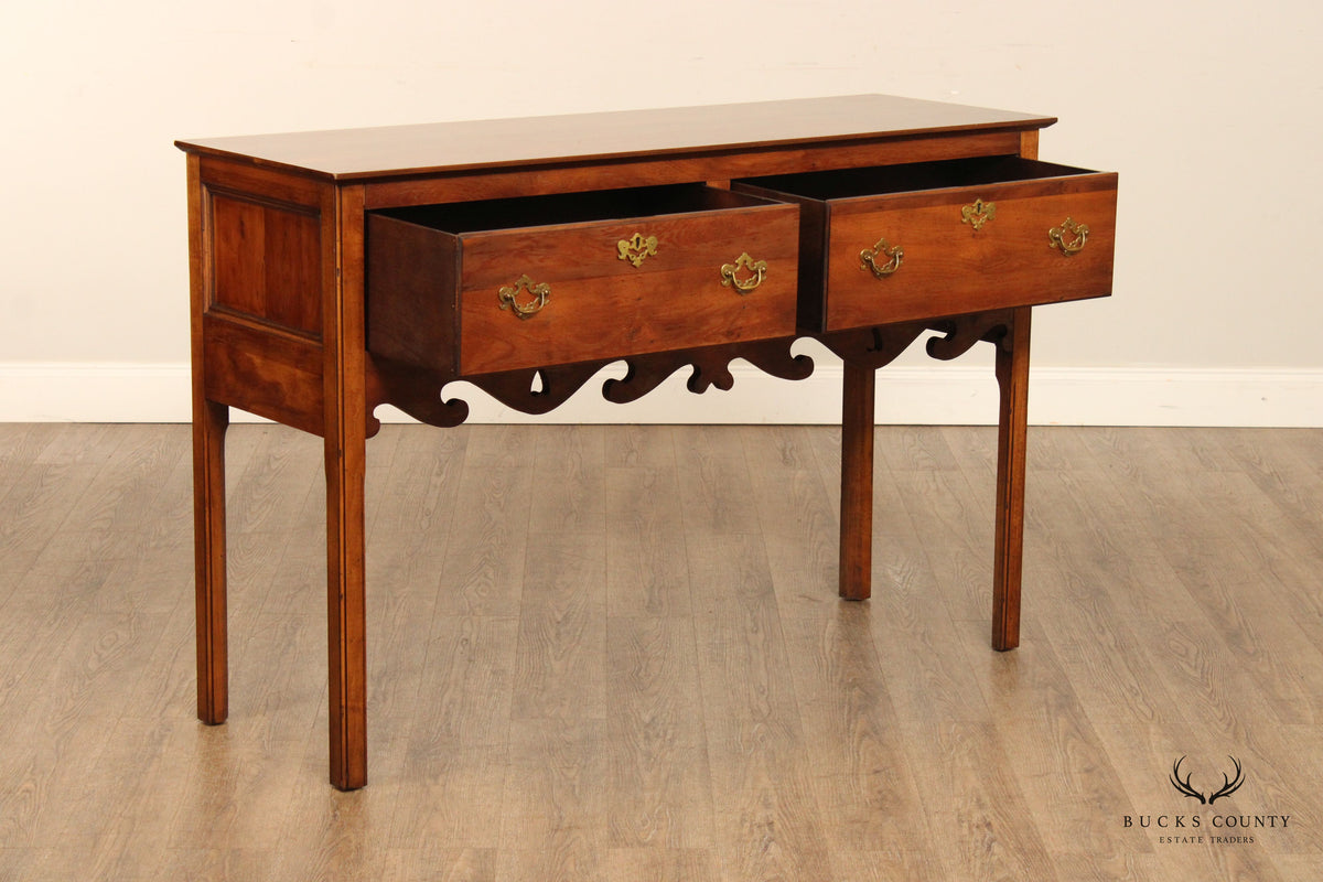English Yew Wood George III Style Two-Drawer Sideboard Server