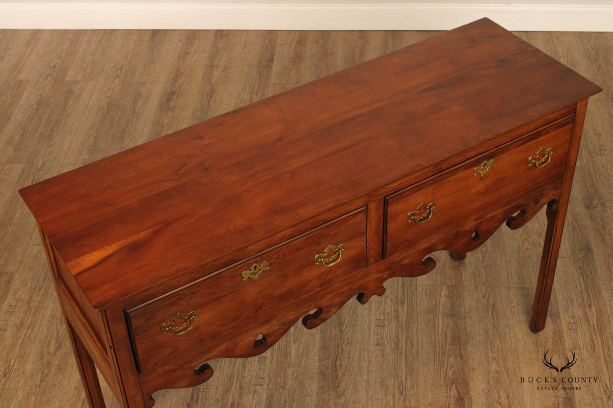 English Yew Wood George III Style Two-Drawer Sideboard Server