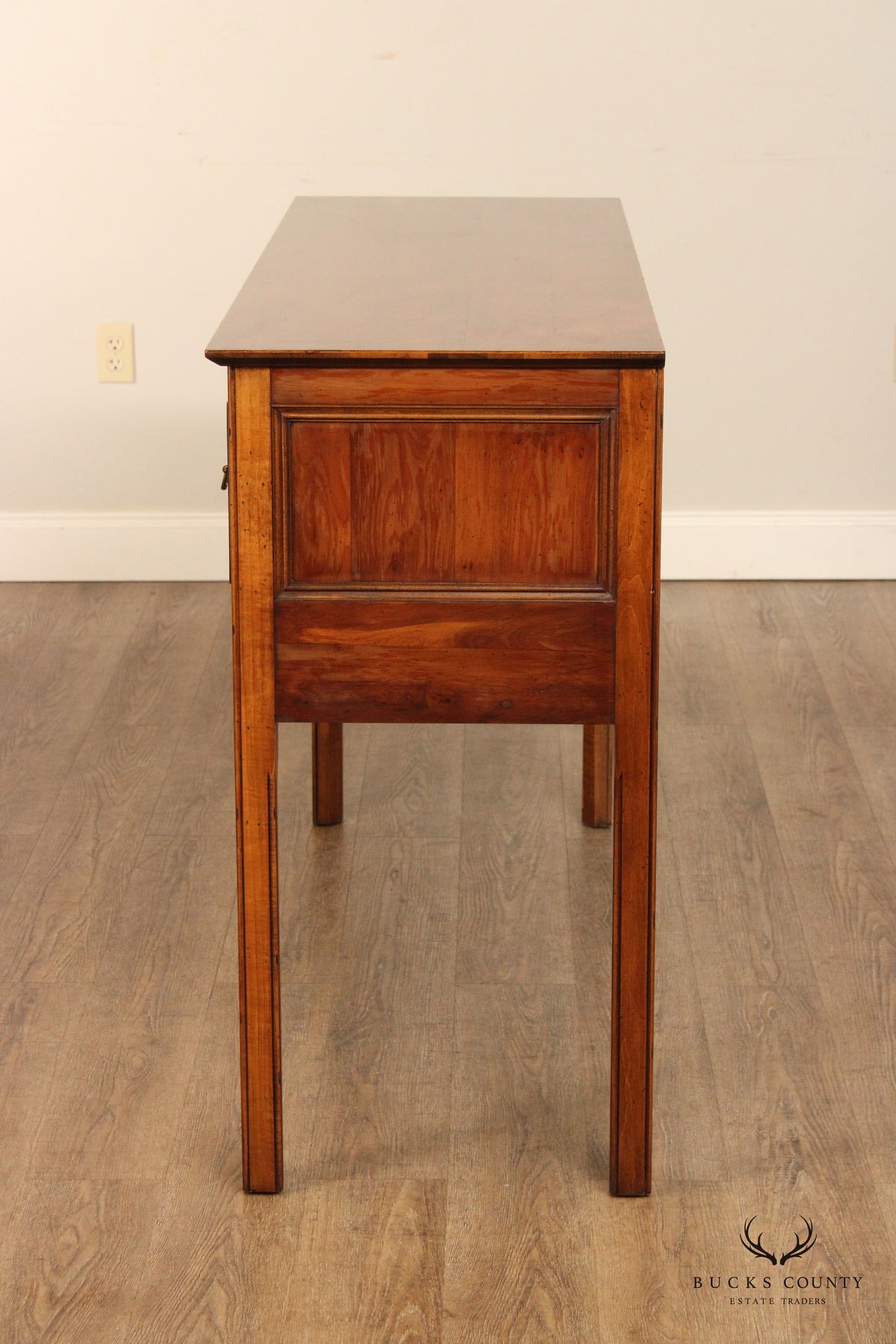 English Yew Wood George III Style Two-Drawer Sideboard Server