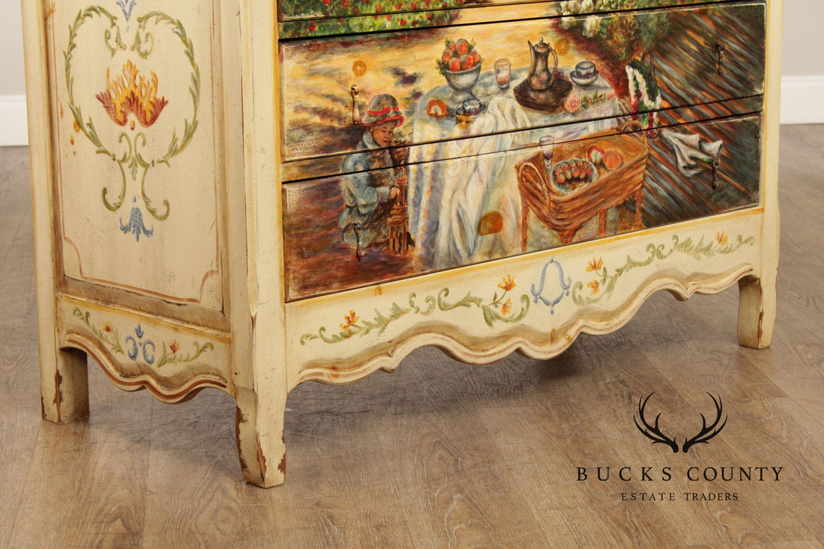 Habersham Claude Monet Collection Hand Painted French Provincial Chest Of Drawers
