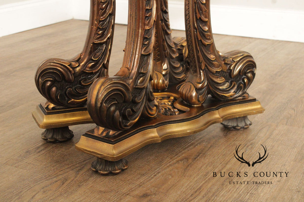 Italian Rococo Style Glass Top Giltwood Side Table