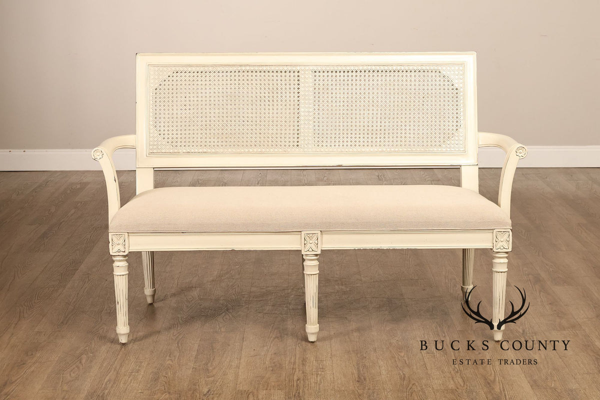 Alden Parkes Country French Louis XVI Style Caned Back Painted Settee