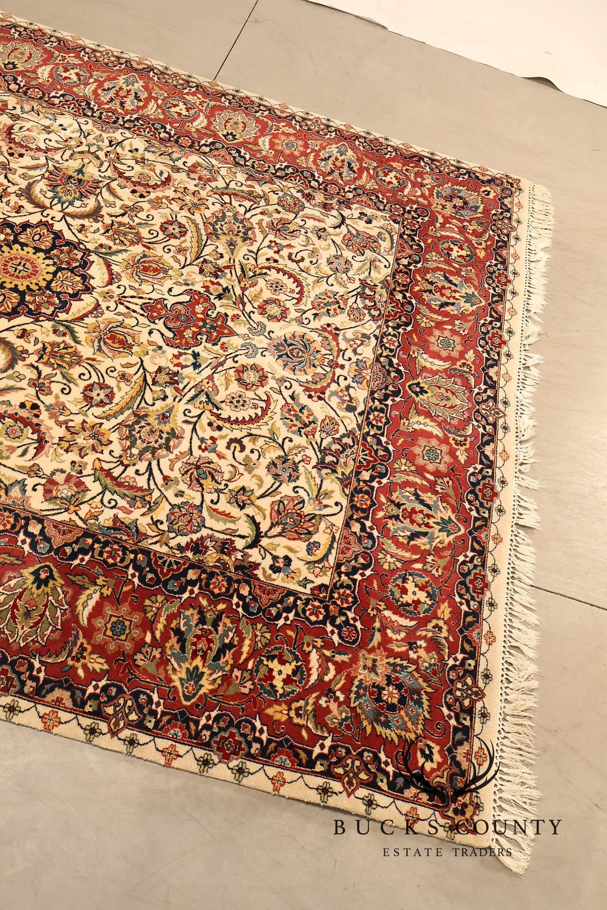 Hand Knotted Kashan Style Wool Area Rug 9x12 Floral Medallion
