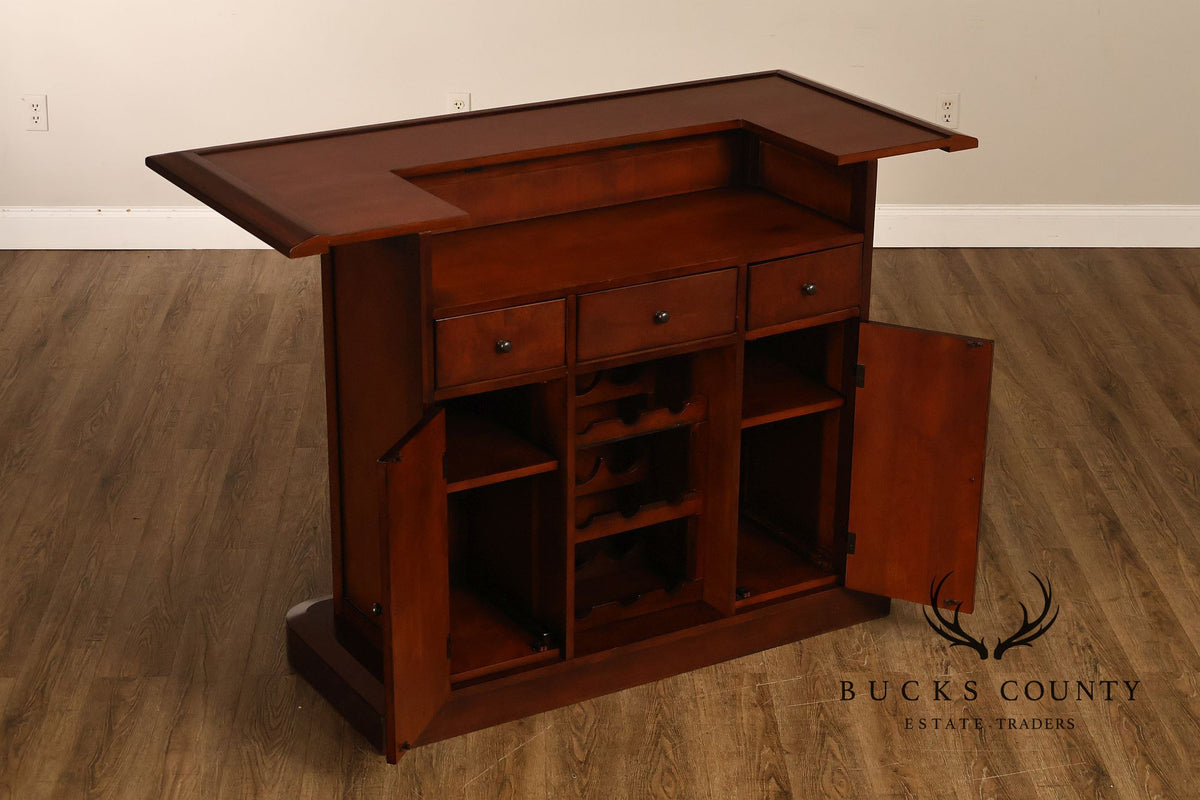 Traditional Home Bar With Wine Storage And Two Bar Stools