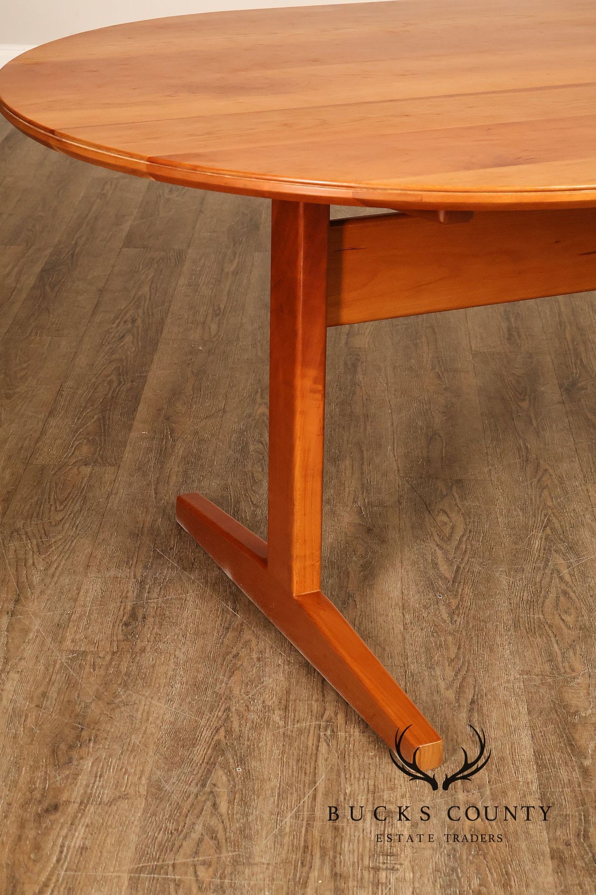 Mid Century Modern Oval Wood Dining Table With Trestle Base