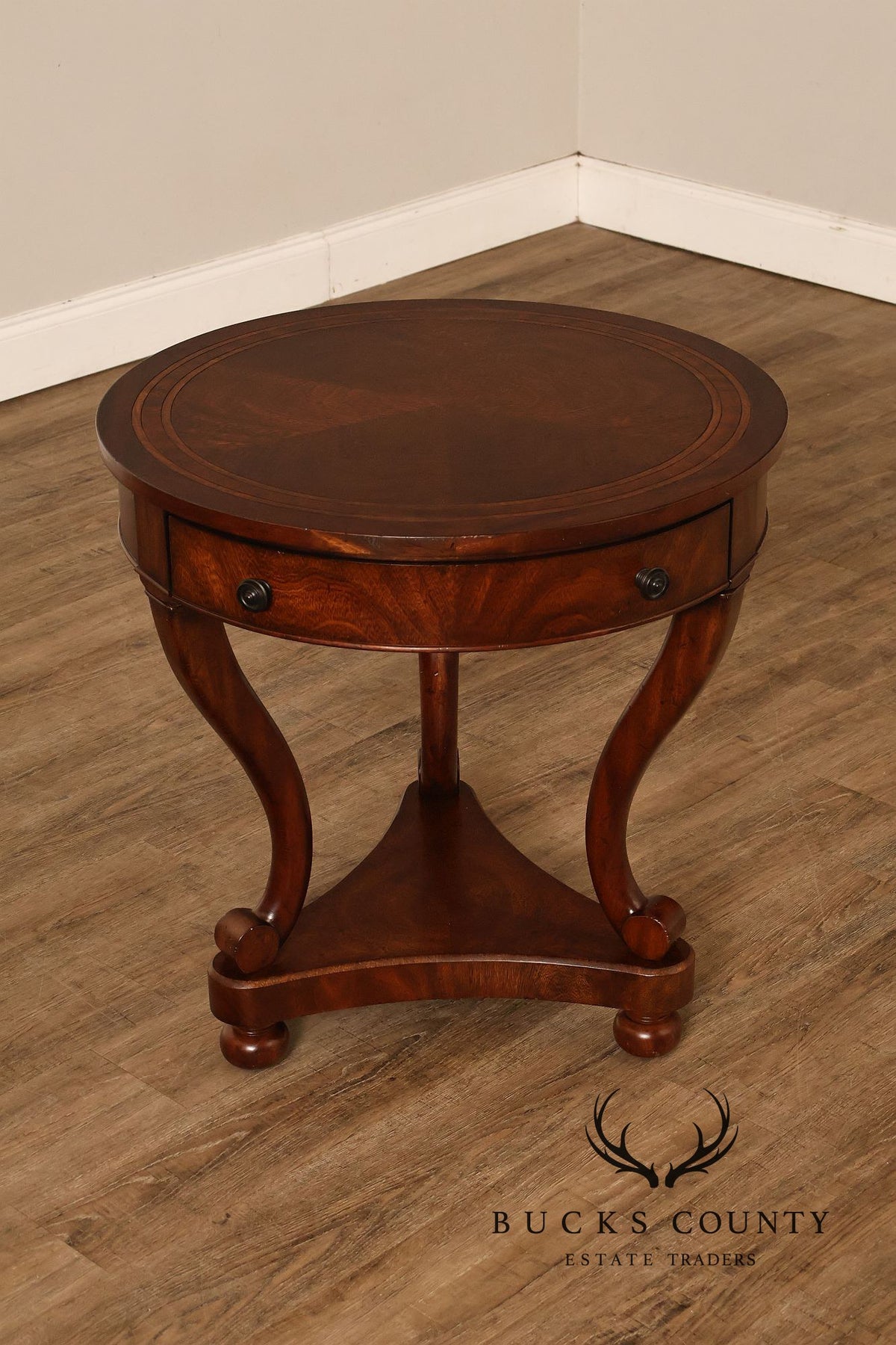 Theodore Alexander Pair of 'Occasionally Italian' Round Mahogany Side Tables