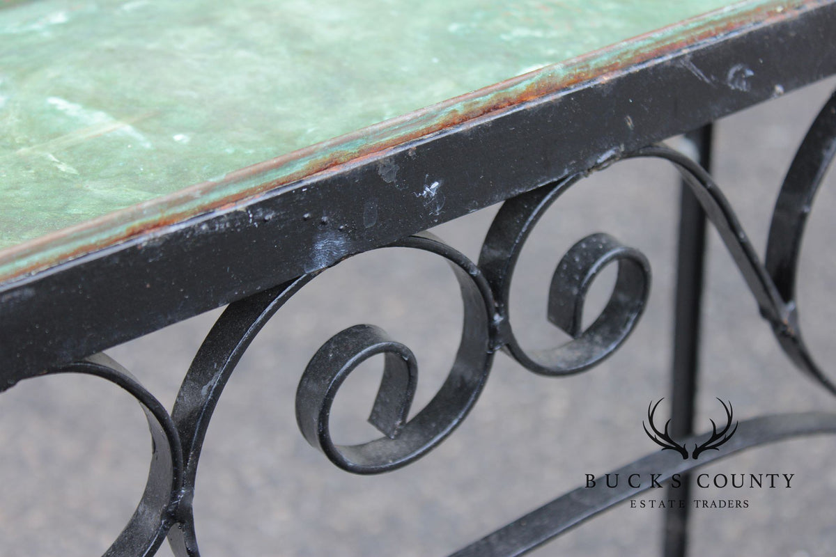 Ornamental Iron Window Length Narrow Planter With Copper Insert