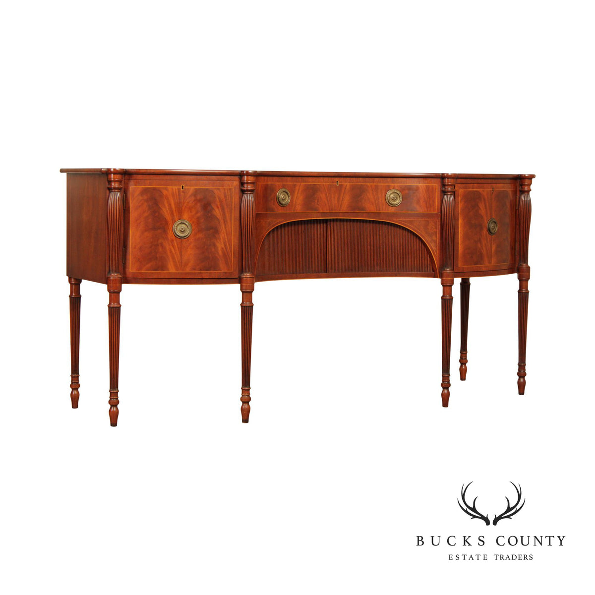 Arthur Brett Sheraton Style Serpentine Mahogany Sideboard