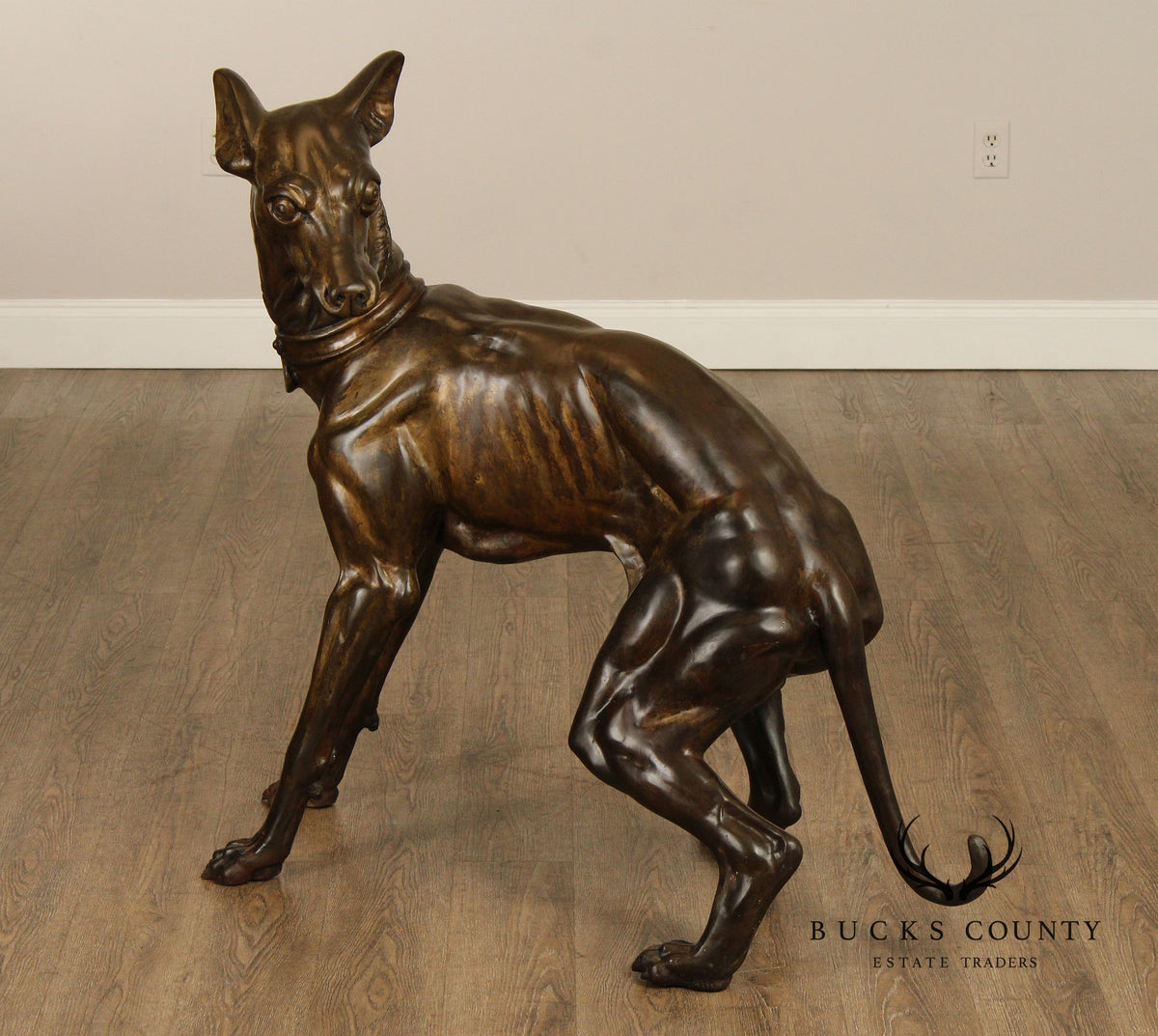 Large Pair Of Outdoor Bronze Whippets